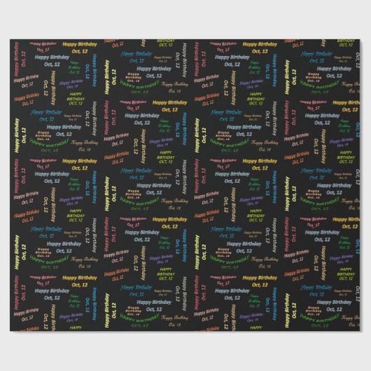 Oktober, 12 Geburtstag Geschenkpapier (Flach)