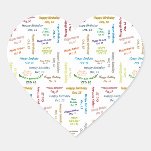 Oktober, 13 Geburtstagsaufkleber Herz-Aufkleber (Vorderseite)