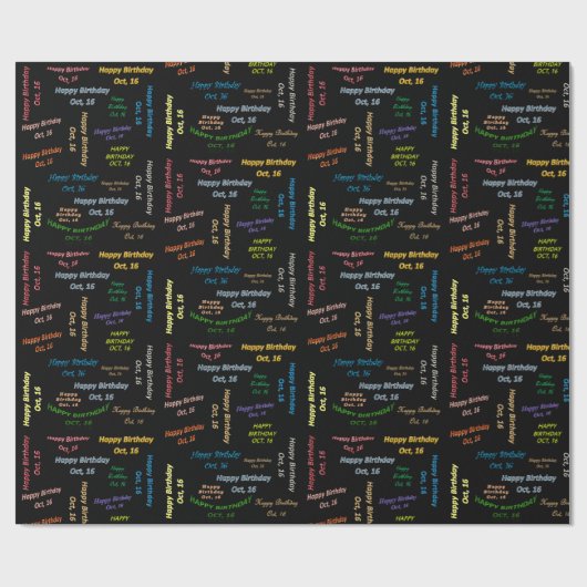 Oktober, 16 Geburtstag Geschenkpapier (Flach)