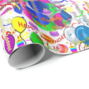 Oktober, 16 Geburtstag Geschenkpapier