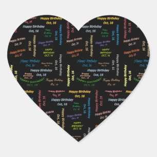 Oktober, 16 Geburtstagsticker Herz-Aufkleber
