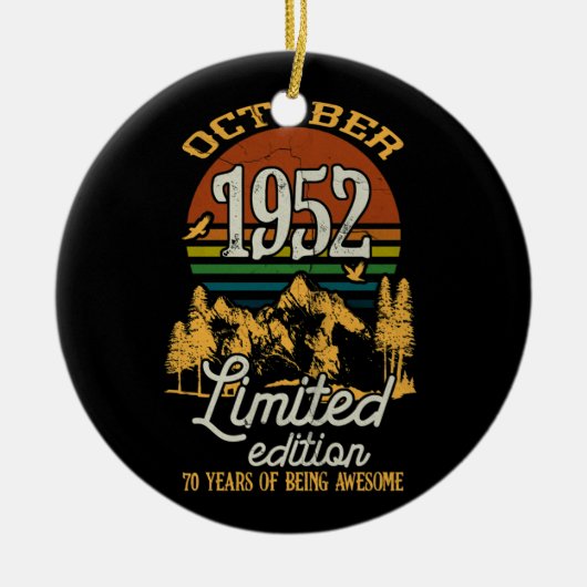 Oktober 1952 Sonnenuntergang 70 Jahre alt 70. Gebu Keramik Ornament (Vorne)