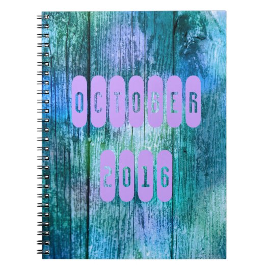 Oktober 2016 Lila Turquoise Month Notebook Notizblock (Vorderseite)