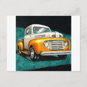Oktober 2018 Tag 16 - Klassischer Lkw der 50er Jah Postkarte