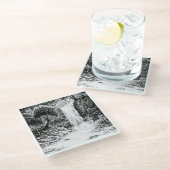 Oktober 2018 Tag 21 - Wasserfall im Wald Glasuntersetzer (Schrägansicht)