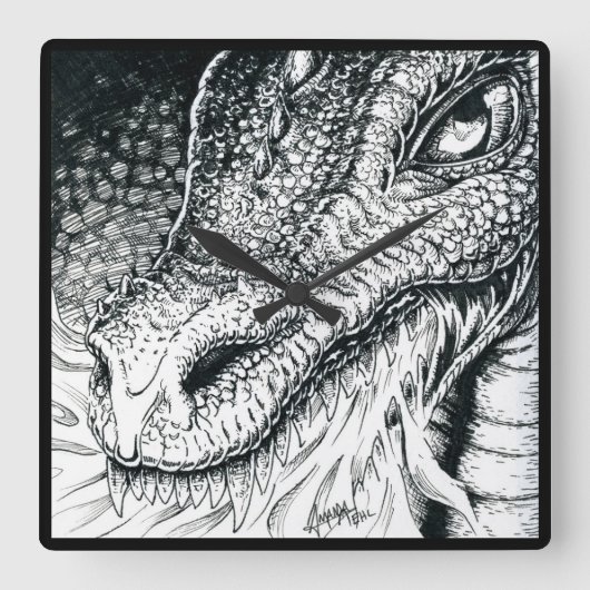 Oktober 2018 Tag 3 - Drachenbruch Quadratische Wanduhr (Vorderseite)