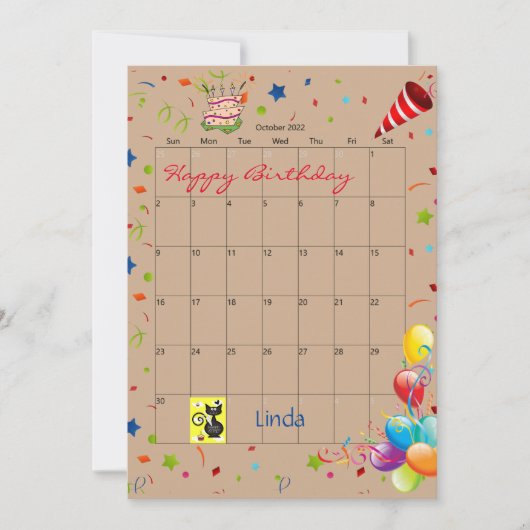 Oktober 2022 Terminkalender Glückwunsch Einladung (Vorderseite)