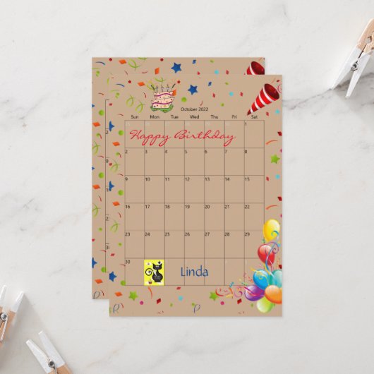 Oktober 2022 Terminkalender Glückwunsch Einladung (Vorderseite/Rückseite Beispiel)