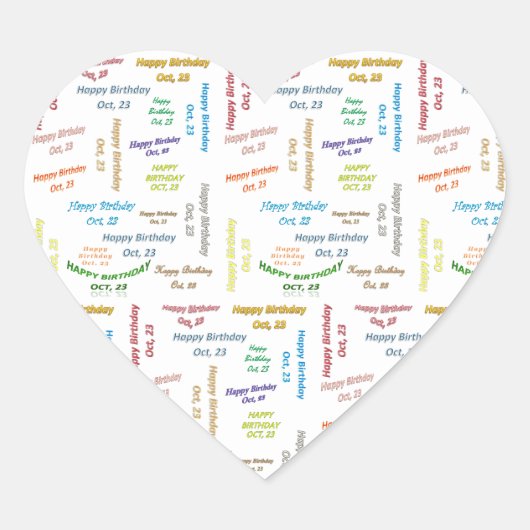 Oktober, 23 Geburtstagsaufkleber Herz-Aufkleber (Vorderseite)