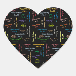 Oktober, 24 Geburtstagsaufkleber Herz-Aufkleber