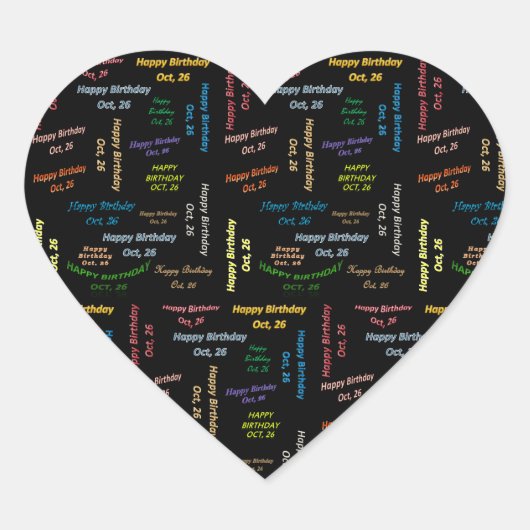 Oktober, 26 Geburtstagsticker Herz-Aufkleber (Vorderseite)
