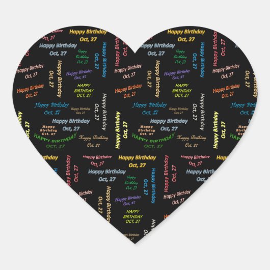 Oktober, 27 Geburtstagsaufkleber Herz-Aufkleber (Vorderseite)