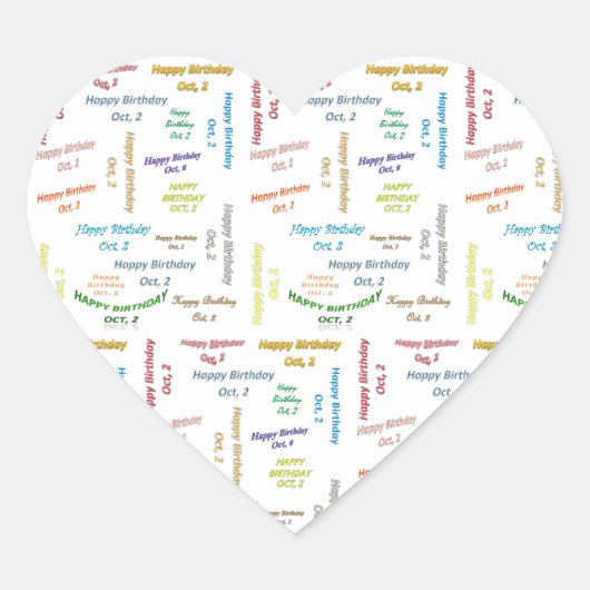 Oktober, 2 Geburtstagsticker Herz-Aufkleber (Vorderseite)