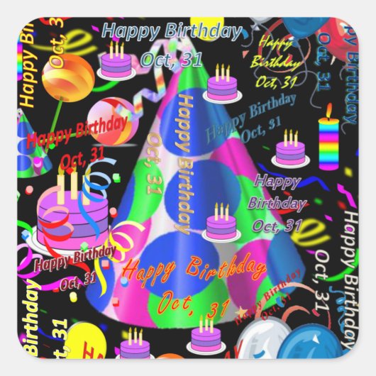 Oktober, 31 Kindergeburtstag Stickers (Vorderseite)