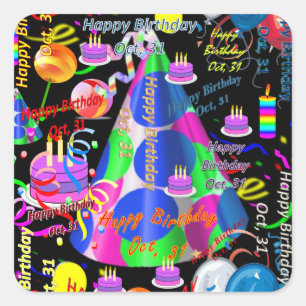 Oktober, 31 Kindergeburtstag Stickers