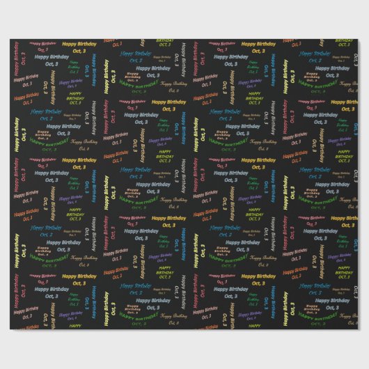 Oktober, 3. Geburtstag, Geschenkpapier (Flach)