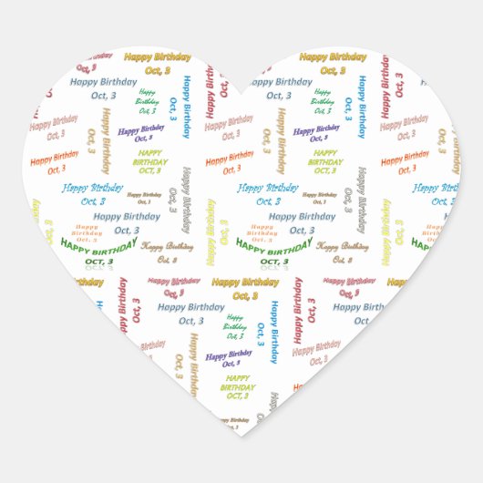 Oktober, 3 Geburtstagsticker Herz-Aufkleber (Vorderseite)