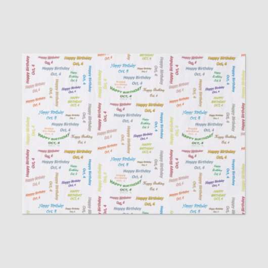 Oktober, 4. Geburtstag, Tissue Paper Seidenpapier (Vorderseite)