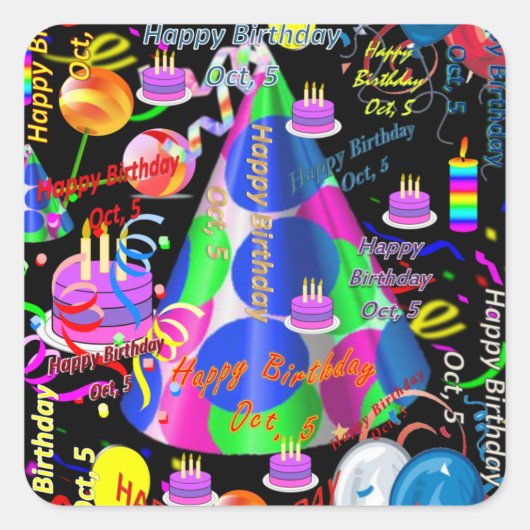 Oktober, 5 Kindergeburtstag Stickers (Vorderseite)