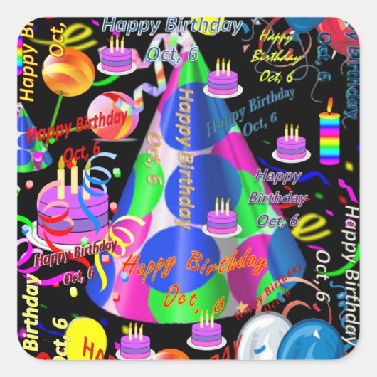 Oktober, 6 Kindergeburtstag Stickers (Vorderseite)