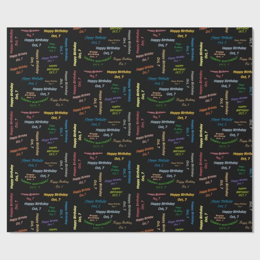Oktober, 7 Geburtstag Geschenkpapier (Flach)