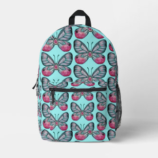 Oktober Aquamarin Glasswing Butterfly Design Bedruckter Rucksack