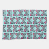 Oktober Aquamarin Glasswing Butterfly Design Geschirrtuch (Horizontal)