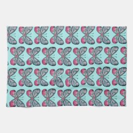 Oktober Aquamarin Glasswing Butterfly Design Geschirrtuch