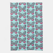 Oktober Aquamarin Glasswing Butterfly Design Geschirrtuch (Vertikal)