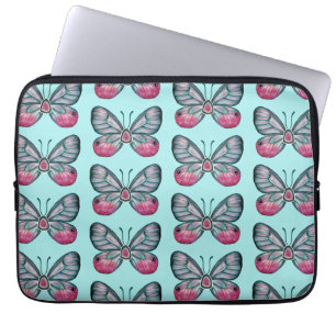 Oktober Aquamarin Glasswing Butterfly Design Laptopschutzhülle