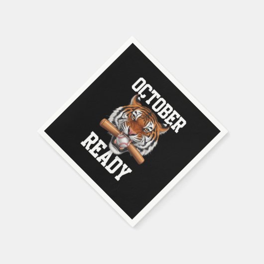 Oktober Bereit für Tiger Baseball 2024 Serviette (Ecke)