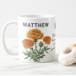 Oktober Birth Blume Marigold Add Name Kaffeetasse