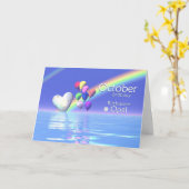 Oktober Birthday Opal Heart Karte (Gelbe Blume)