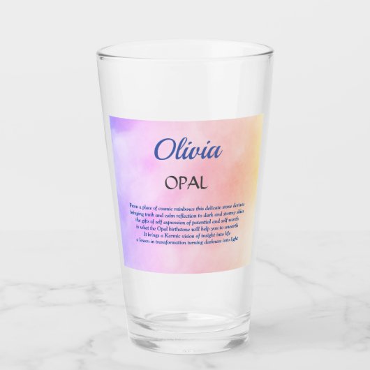 Oktober Birthstone Opal Design Glas (Vorderseite)