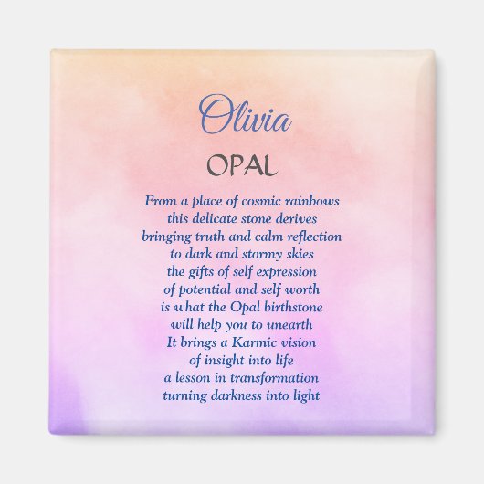Oktober Birthstone Opal Design Magnet (Vorne)