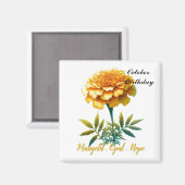 Oktober Birthstone Opal Marigold Blume Magnet (Vorderseite/Rückseite)