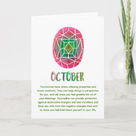 Oktober Birthstone Watercolor Tourmaline Geburtsta Karte