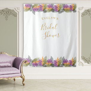 Oktober-Blätter Elegantes Gold-Schrift Hochzeitsdu Wandteppich