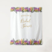 Oktober Blätter Elegantes Gold Script Brautparty Wandteppich (Vorderseite)