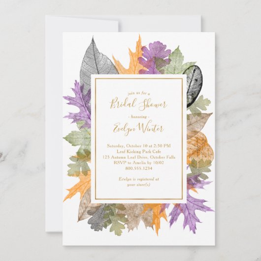 Oktober Blätter farbiges Foliage Fall Brautparty Einladung (Vorderseite)