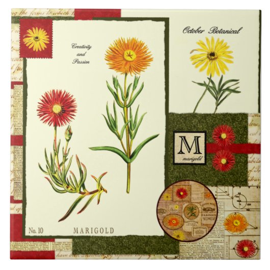 Oktober-Blume Fliese (Vorderseite)