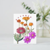 Oktober Blume Marigold & Cosmos | Postkarte (Stehend Vorderseite)