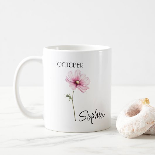 Oktober Blume Personalisiert Kaffeetasse (Mit Donut)
