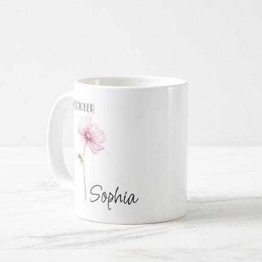 Oktober Blume Personalisiert Kaffeetasse (Vorderseite Links)
