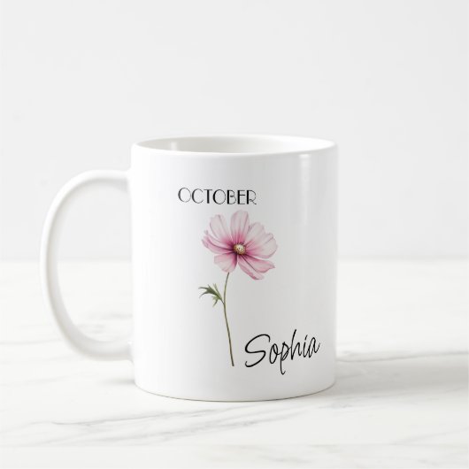 Oktober Blume Personalisiert Kaffeetasse (Links)