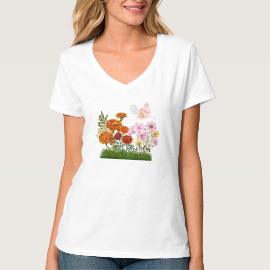 Oktober Blume und Stein T-Shirt (Vorderseite)