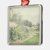 Oktober-Blumen Silbernes Ornament (Links)