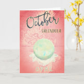 Oktober Calendula und Opal zum Geburtstag Karte (Gelbe Blume)
