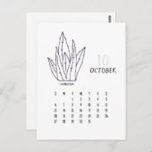 Oktober Customizable Cactus 2024 Calendar Card Postkarte (Vorne/Hinten)