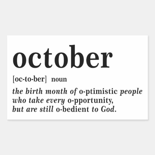 Oktober Definition Rechteckiger Aufkleber (Vorderseite)
